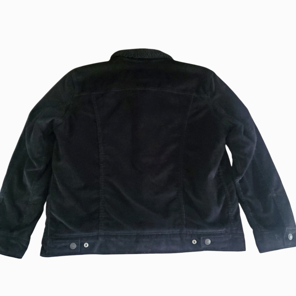 LEVI'S Premium Denim Black Corduroy Sherpa Lined Button Front Trucker‎ Jacket XL - Picture 3 of 9